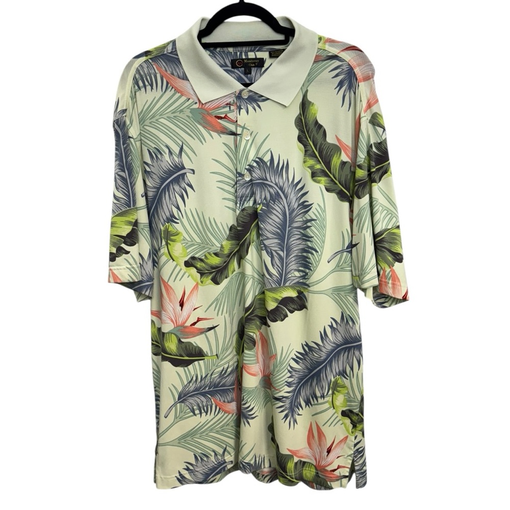 Monterey‎ Club Men’s Performance Tropical Leaf Print Polo Shirt Size L